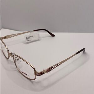 Visage E212 gold metal eyeglasses frames rectangular 52-18-135 New